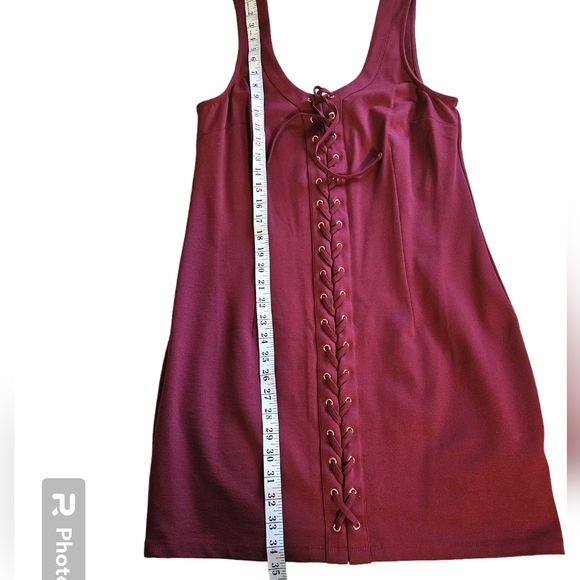 Guess womens XL mini dress NWOT. Maroon lace up front and back zipper. - Picture 8 of 12